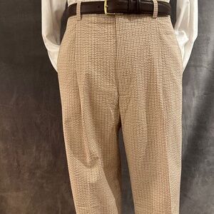 New Henry Jacobson, 34x34, 100% cotton checked seersucker slacks.